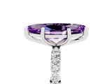 White gold Marquise Cut Amethyst Solitaire Ring with Pave Band and Four Prong Setting_29