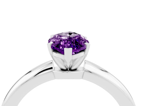 White gold Marquise Cut Amethyst Solitaire Ring with Six-Prong Setting and Classic Band_16