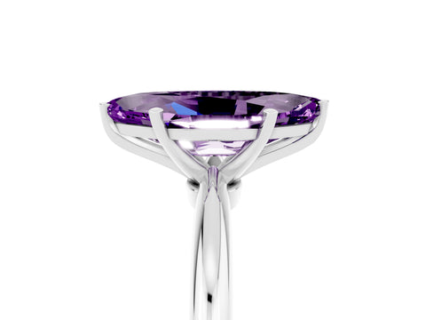 White gold Marquise Cut Amethyst Solitaire Ring with Six-Prong Setting and Classic Band_5