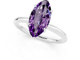 White gold Marquise Cut Amethyst Solitaire Ring with Thin Band and Four-Prong Setting_13