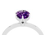 White gold Marquise Cut Amethyst Solitaire Ring with Thin Band and Prong Setting_16