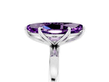 White gold Marquise Cut Amethyst Solitaire Ring with Thin Band and Prong Setting_17