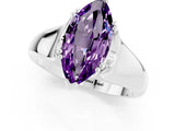 White gold Marquise Cut Amethyst Solitaire Ring with Wide Band and Prong Setting_1