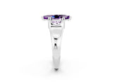 White gold Marquise Cut Amethyst Solitaire Ring with Wide Band and Prong Setting_2