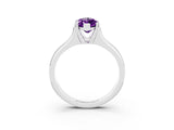 White gold Marquise Cut Amethyst Solitaire Ring with Wide Band and Prong Setting_3