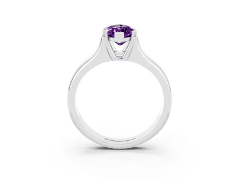 White gold Marquise Cut Amethyst Solitaire Ring with Wide Band and Prong Setting_3