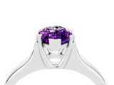 White gold Marquise Cut Amethyst Solitaire Ring with Wide Band and Prong Setting_4