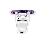 White gold Marquise Cut Amethyst Solitaire Ring with Wide Band and Prong Setting_5