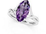 White gold Marquise Cut Amethyst Solitaire Twist Band Prong Setting Ring_37