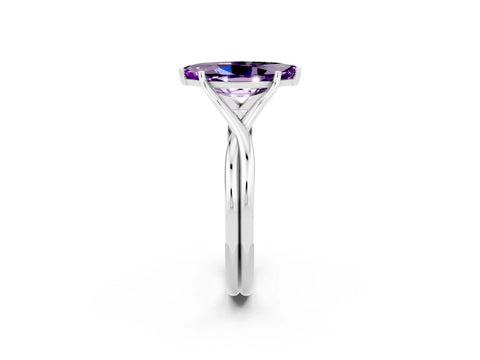 White gold Marquise Cut Amethyst Solitaire Twist Band Prong Setting Ring_38