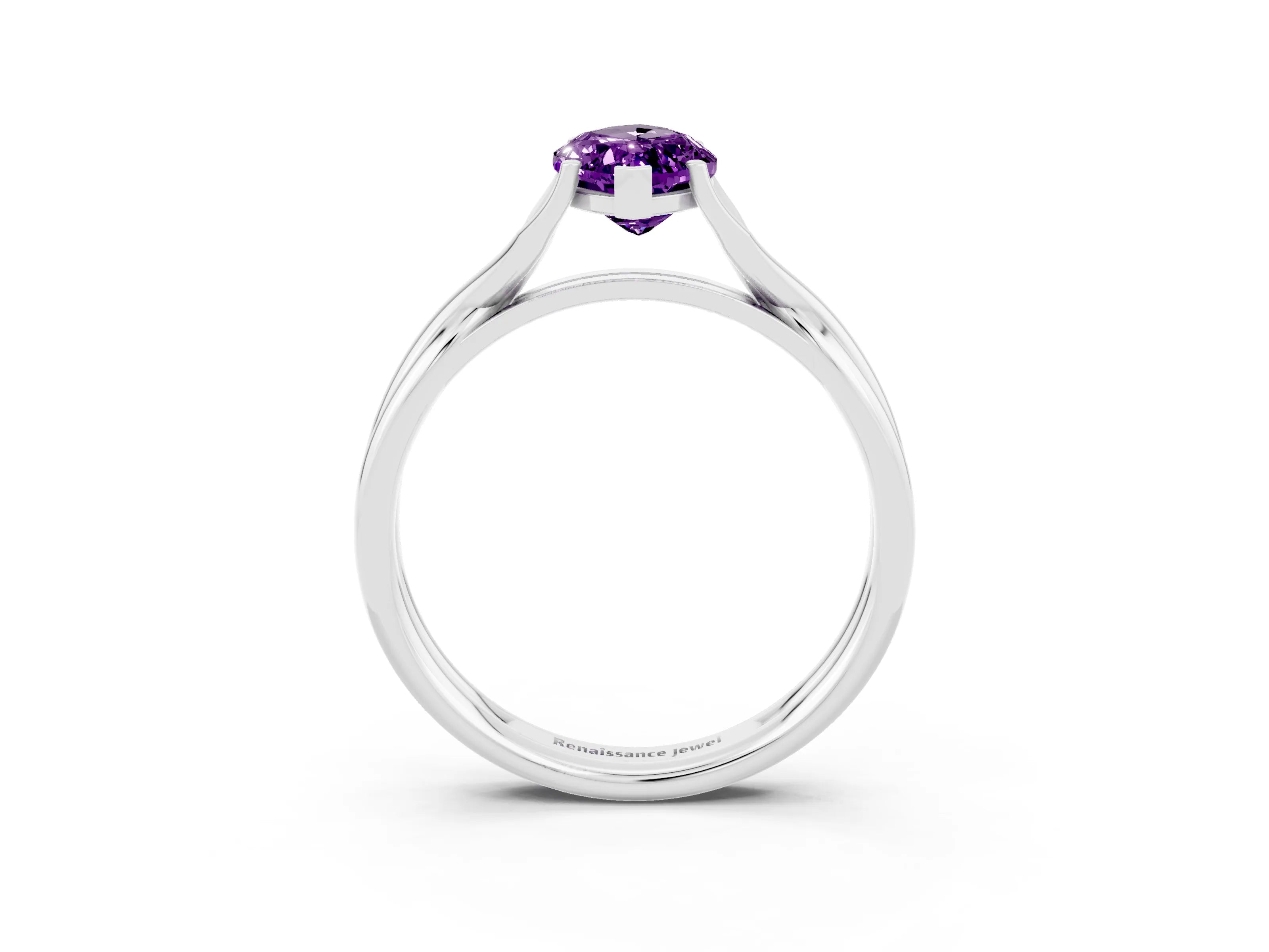 White gold Marquise Cut Amethyst Solitaire Twist Band Prong Setting Ring_39