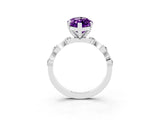 White gold Marquise Cut Amethyst Solitaire Twisted Band with Round  Accents and Prong Setting_15