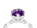 White gold Marquise Cut Amethyst Solitaire Twisted Band with Round  Accents and Prong Setting_16