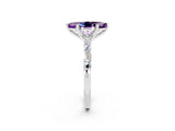 White gold Marquise Cut Amethyst Solitaire with Side Baguettes and Channel Set Band_2