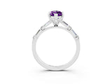 White gold Marquise Cut Amethyst Solitaire with Side Baguettes and Channel Set Band_3