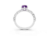 White gold Marquise Cut Amethyst Solitaire with Side Stones, Pave Band, Four-Prong Setting_39