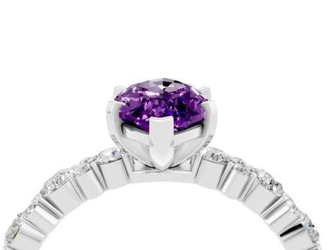 White gold Marquise Cut Amethyst Solitaire with Side Stones, Pave Band, Four-Prong Setting_40