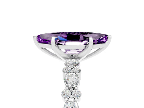 White gold Marquise Cut Amethyst Solitaire with Side Stones, Pave Band, Four-Prong Setting_41