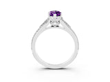 White gold Marquise Cut Amethyst Split Shank Engagement Ring with Pavé Band_3