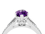 White gold Marquise Cut Amethyst Split Shank Engagement Ring with Pavé Band_4