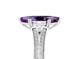 White gold Marquise Cut Amethyst Split Shank Engagement Ring with Pavé Band_5
