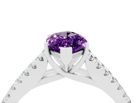 White gold Marquise Cut Amethyst Split Shank Pavé Engagement Ring with Four-Prong Setting_16