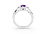 White gold Marquise Cut Amethyst Three-Stone Ring with Pavé Split Shank and Four-Prong Setting_15
