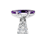 White gold Marquise Cut Amethyst Three-Stone Ring with Pavé Split Shank and Four-Prong Setting_17