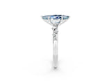 White gold Marquise Cut Aquamarine Cluster Side Stone Solitaire Ring with Prong Setting_26