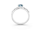 White gold Marquise Cut Aquamarine Cluster Side Stone Solitaire Ring with Prong Setting_27