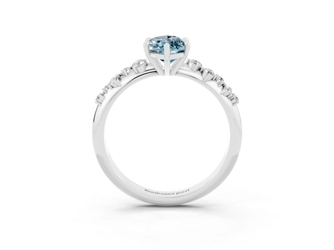 White gold Marquise Cut Aquamarine Cluster Side Stone Solitaire Ring with Prong Setting_27