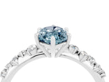 White gold Marquise Cut Aquamarine Cluster Side Stone Solitaire Ring with Prong Setting_28
