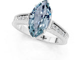 White gold Marquise Cut Aquamarine Engagement Ring with Milgrain Channel Set Band and Prong Setting_1