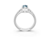 White gold Marquise Cut Aquamarine Engagement Ring with Milgrain Channel Set Band and Prong Setting_3