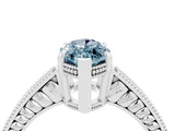 White gold Marquise Cut Aquamarine Engagement Ring with Milgrain Channel Set Band and Prong Setting_4