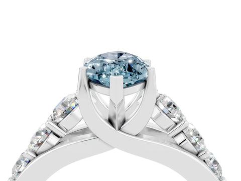 White gold Marquise Cut Aquamarine Engagement Ring with Pavé Band and Four-Prong Setting_4