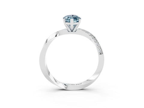 White gold Marquise Cut Aquamarine Engagement Ring with Side Stone Accents and Four-Prong Setting_30