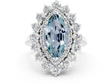 White gold Marquise Cut Aquamarine Floral Double Halo Engagement Ring with Prong Setting_108