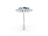 White gold Marquise Cut Aquamarine Floral Double Halo Engagement Ring with Prong Setting_110