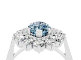 White gold Marquise Cut Aquamarine Floral Double Halo Engagement Ring with Prong Setting_112
