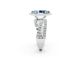 White gold Marquise Cut Aquamarine Halo Ring with Round Split Shank and Prong Setting_62