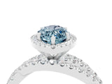 White gold Marquise Cut Aquamarine Halo Ring with Round Split Shank and Prong Setting_64