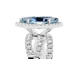 White gold Marquise Cut Aquamarine Halo Ring with Round Split Shank and Prong Setting_65
