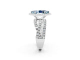 White gold Marquise Cut Aquamarine Halo Ring with Round Split Shank and Prong Setting_68