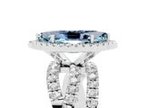 White gold Marquise Cut Aquamarine Halo Ring with Round Split Shank and Prong Setting_71