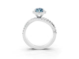 White gold Marquise Cut Aquamarine Halo Ring with Round Split Shank and Prong Setting_75