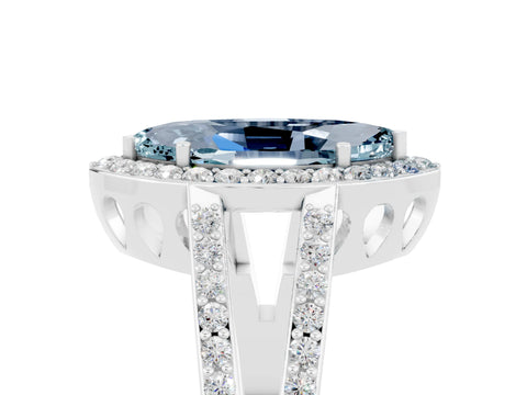 White gold Marquise Cut Aquamarine Halo Ring with Split Shank U-Prong Band and Four-Prong Setting_5