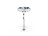 White gold Marquise Cut Aquamarine Halo Ring with Tapered Band and Four-Prong Setting_2