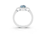 White gold Marquise Cut Aquamarine Halo Ring with Tapered Band and Four-Prong Setting_3