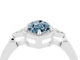 White gold Marquise Cut Aquamarine Halo Ring with Tapered Band and Four-Prong Setting_4